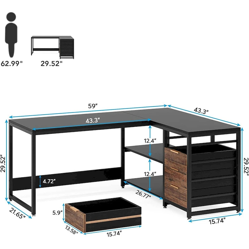 Bureau d'angle réversible en L