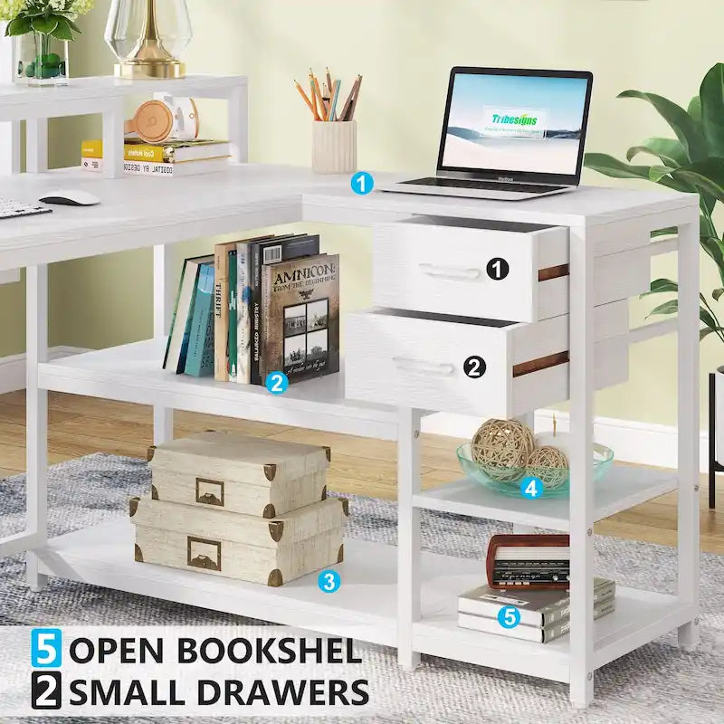 Bureau d'angle avec tiroirs en forme de L — Bureau d'angle pour la maison