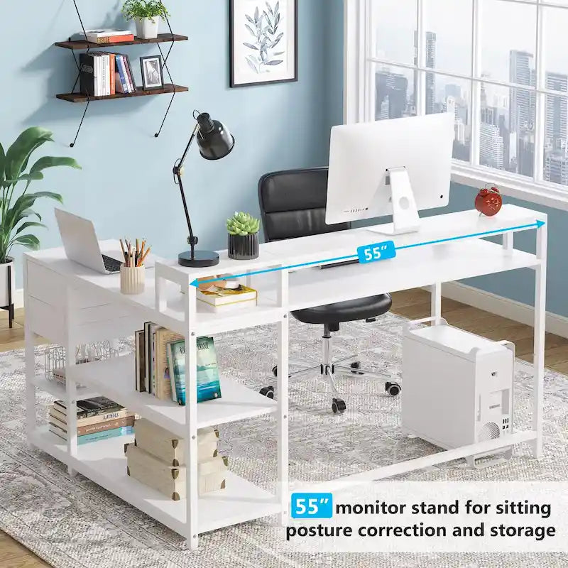 Bureau d'angle avec tiroirs en forme de L — Bureau d'angle pour la maison