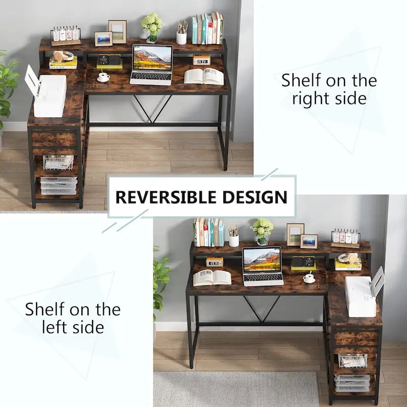 Bureau d'angle avec tiroirs en forme de L — Bureau d'angle pour la maison