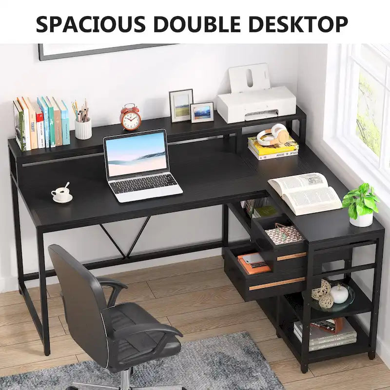 Bureau d'angle avec tiroirs en forme de L — Bureau d'angle pour la maison