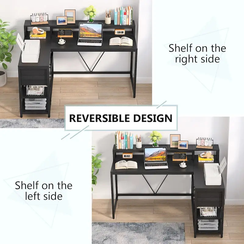 Bureau d'angle avec tiroirs en forme de L — Bureau d'angle pour la maison