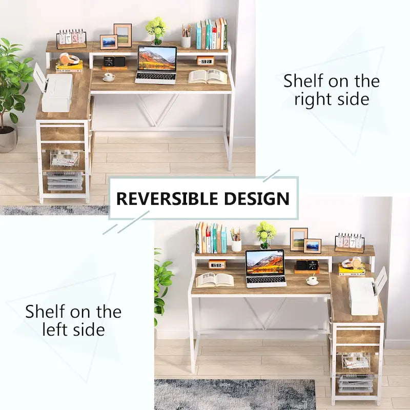 Bureau d'angle avec tiroirs en forme de L — Bureau d'angle pour la maison