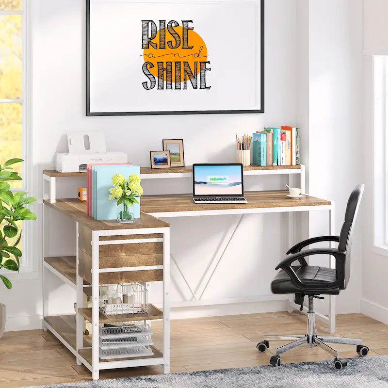 Bureau d'angle avec tiroirs en forme de L — Bureau d'angle pour la maison