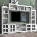 Meuble TV avec pont, table console TV pour téléviseurs jusqu'à 70 pouces, deux colonnes latérales