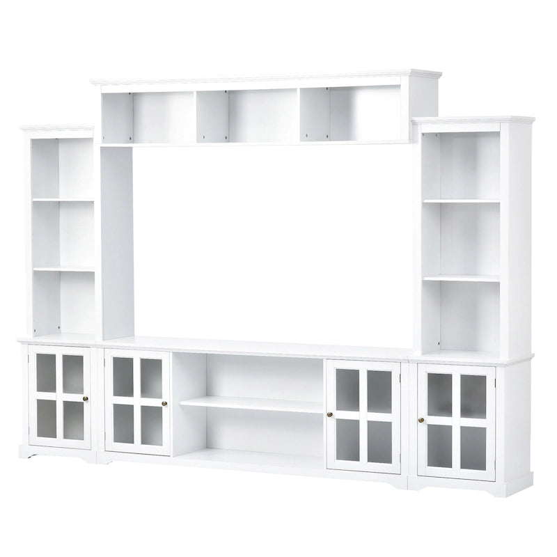 Meuble TV avec pont, table console TV pour téléviseurs jusqu'à 70 pouces, deux colonnes latérales