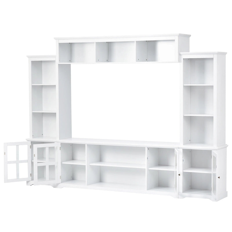 Meuble TV avec pont, table console TV pour téléviseurs jusqu'à 70 pouces, deux colonnes latérales