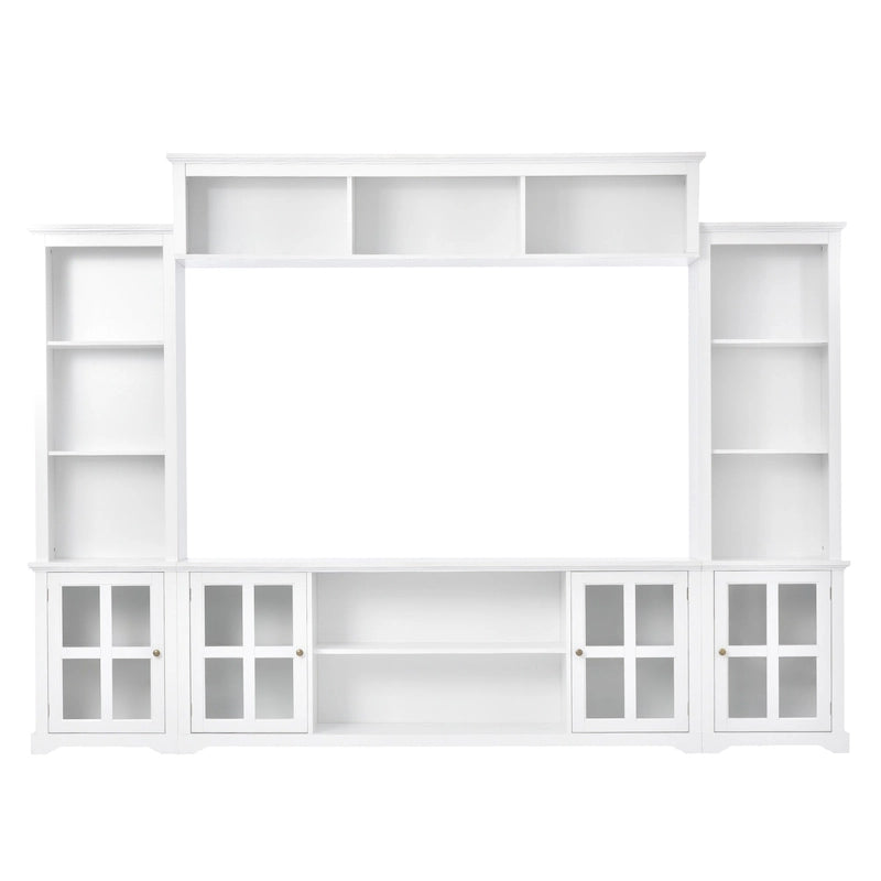 Meuble TV avec pont, table console TV pour téléviseurs jusqu'à 70 pouces, deux colonnes latérales