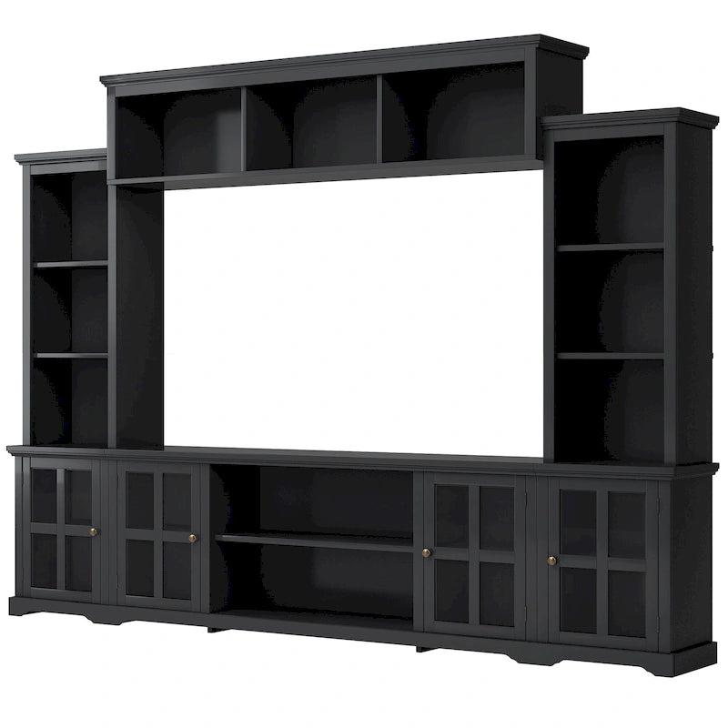 Meuble TV avec pont, table console TV pour téléviseurs jusqu'à 70 pouces, deux colonnes latérales