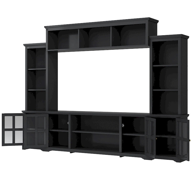 Meuble TV avec pont, table console TV pour téléviseurs jusqu'à 70 pouces, deux colonnes latérales