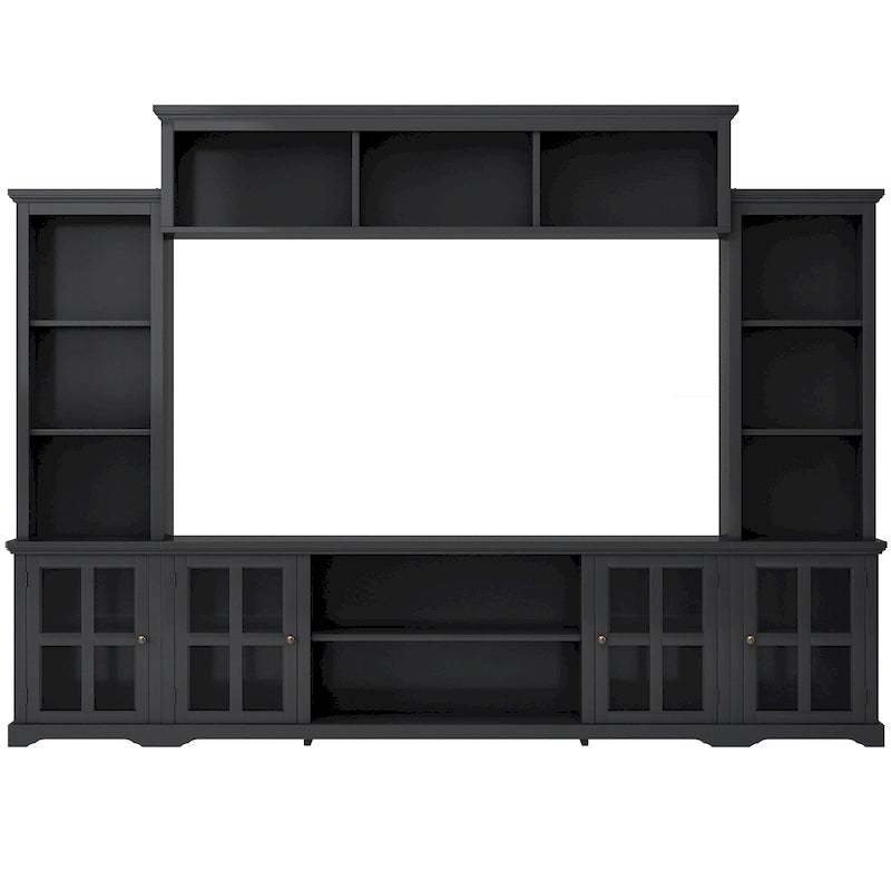 Meuble TV avec pont, table console TV pour téléviseurs jusqu'à 70 pouces, deux colonnes latérales