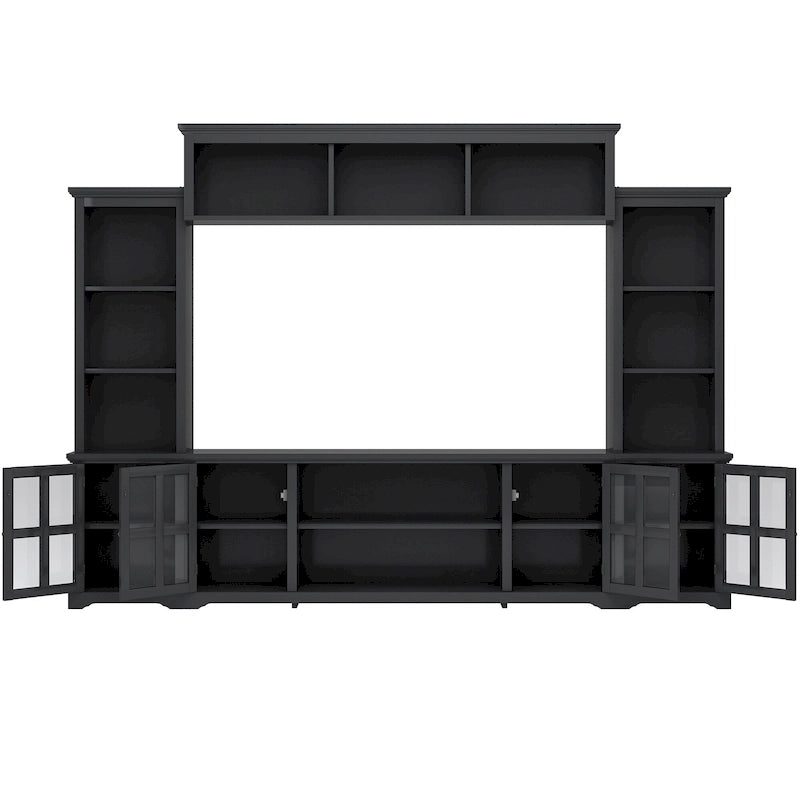 Meuble TV avec pont, table console TV pour téléviseurs jusqu'à 70 pouces, deux colonnes latérales