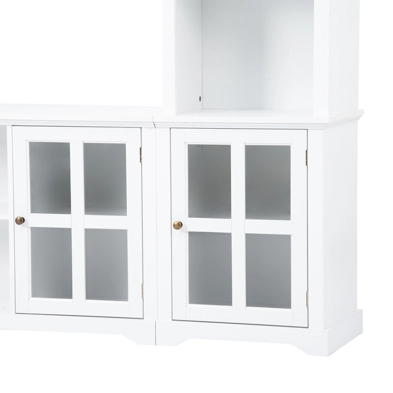 Meuble TV avec pont, table console TV pour téléviseurs jusqu'à 70 pouces, deux colonnes latérales