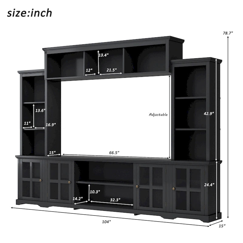 Meuble TV avec pont, table console TV pour téléviseurs jusqu'à 70 pouces, deux colonnes latérales