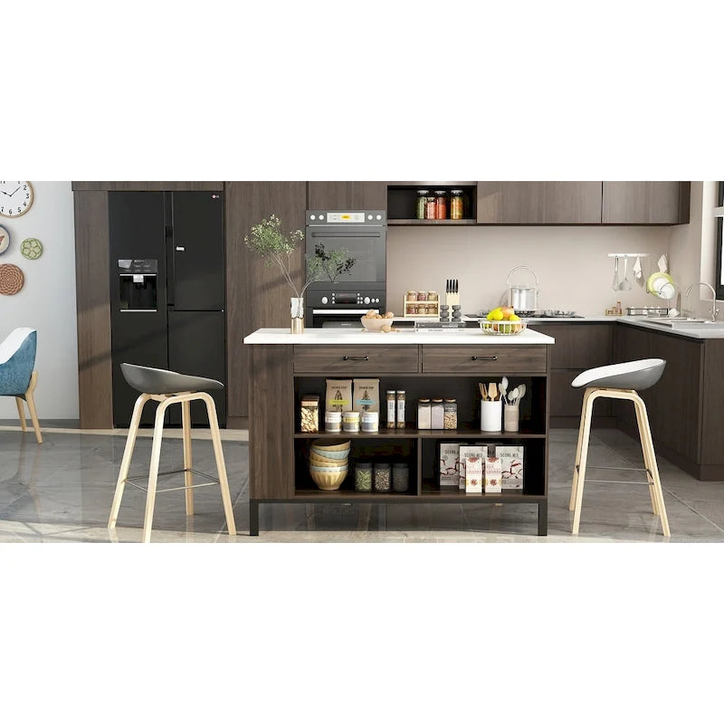 Îlot de cuisine avec rangement Table d'îlot Table de cuisine avec grand plan de travail