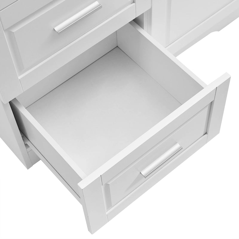 Armoire de rangement haute et large avec portes, trois tiroirs