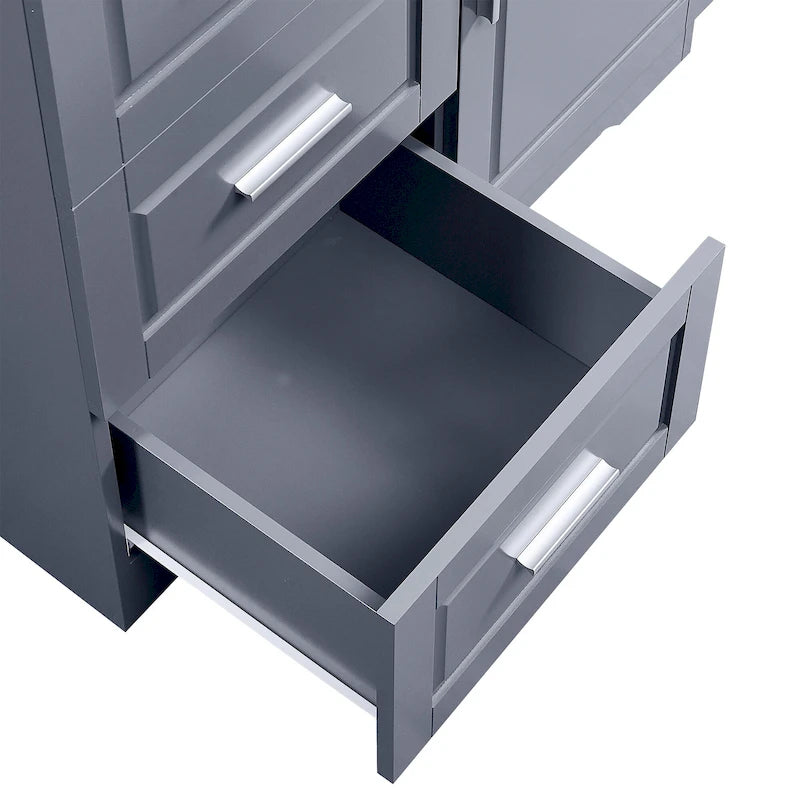 Armoire de rangement haute et large avec portes, trois tiroirs