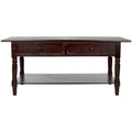 Table basse grise à deux tiroirs — 105,9 cm L x 55,1 cm P x 47 cm H