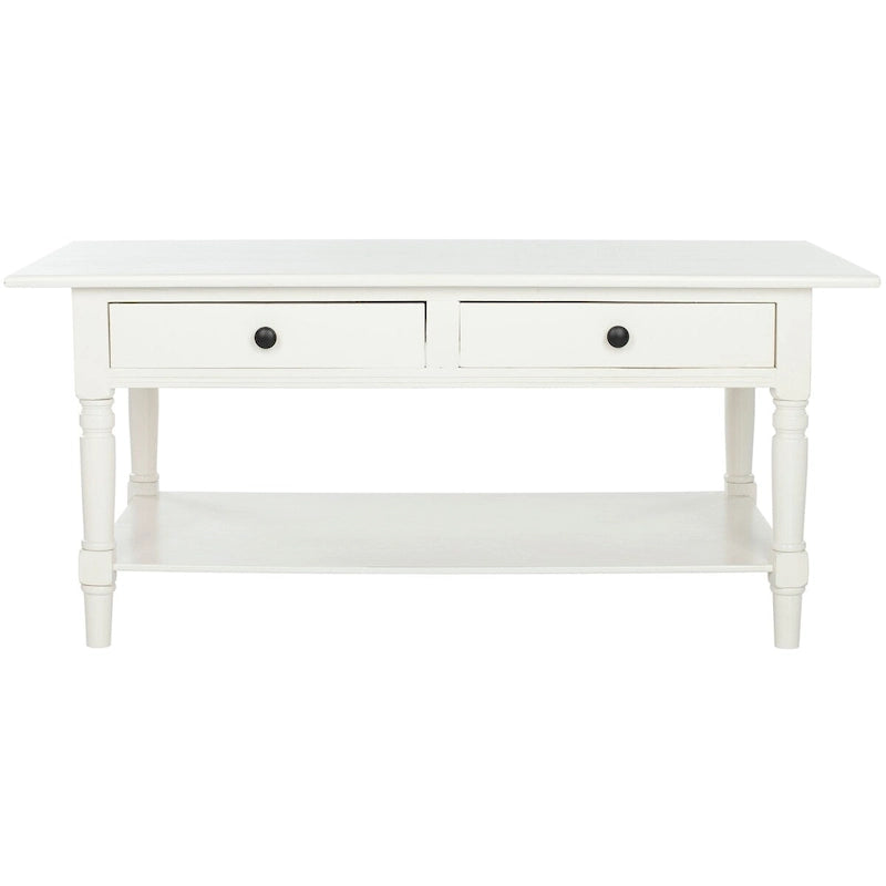 Table basse grise à deux tiroirs — 105,9 cm L x 55,1 cm P x 47 cm H