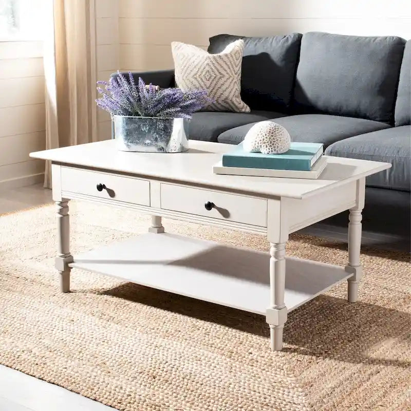 SAFAVIEH Bama Grey 2-Drawer Coffee Table - 41.7  W x 21.7  D x 18.5  H - 42Wx22Dx19H