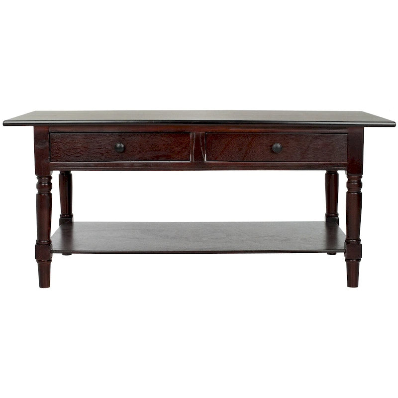 Table basse grise à deux tiroirs — 105,9 cm L x 55,1 cm P x 47 cm H