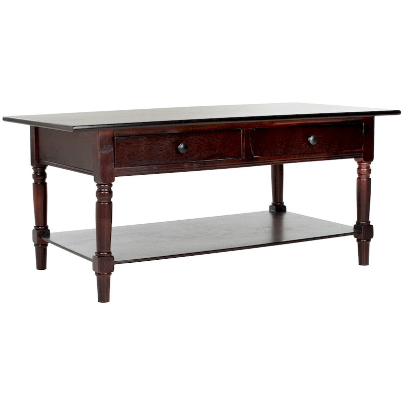 Table basse grise à deux tiroirs — 105,9 cm L x 55,1 cm P x 47 cm H