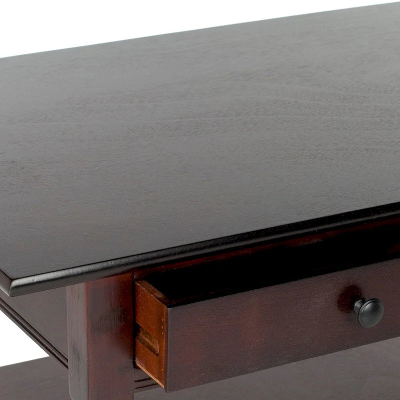 Table basse grise à deux tiroirs — 105,9 cm L x 55,1 cm P x 47 cm H