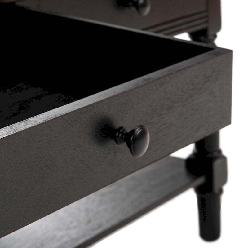 Table basse grise à deux tiroirs — 105,9 cm L x 55,1 cm P x 47 cm H