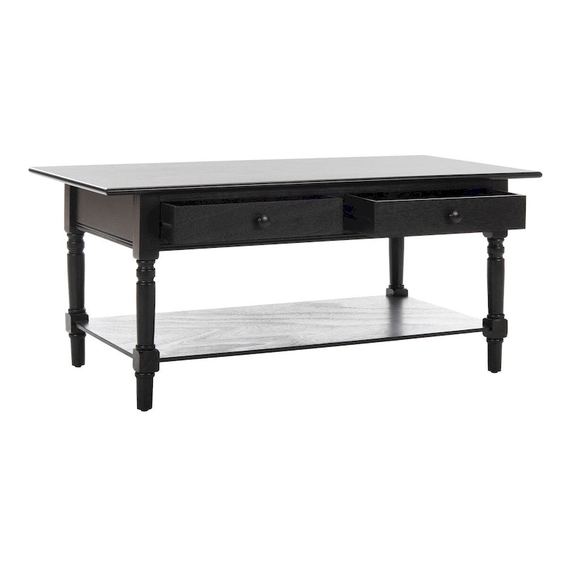 Table basse grise à deux tiroirs — 105,9 cm L x 55,1 cm P x 47 cm H
