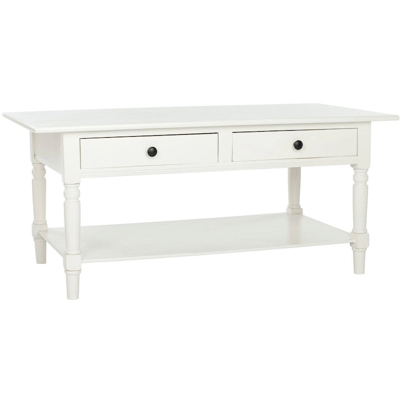 Table basse grise à deux tiroirs — 105,9 cm L x 55,1 cm P x 47 cm H