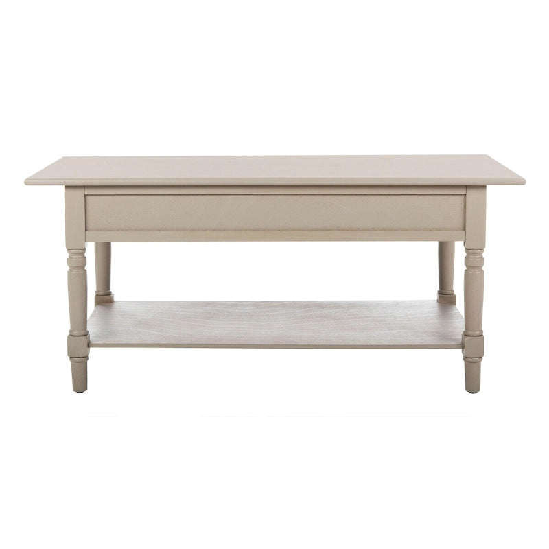 Table basse grise à deux tiroirs — 105,9 cm L x 55,1 cm P x 47 cm H