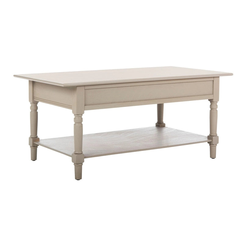 Table basse grise à deux tiroirs — 105,9 cm L x 55,1 cm P x 47 cm H