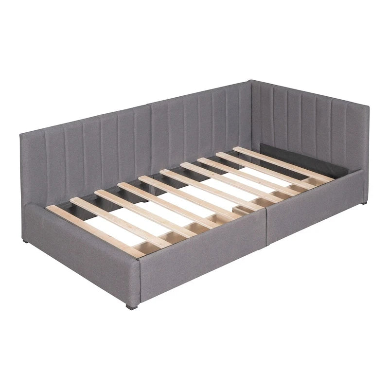 Lit de repos tapissé de lin avec deux tiroirs de rangement