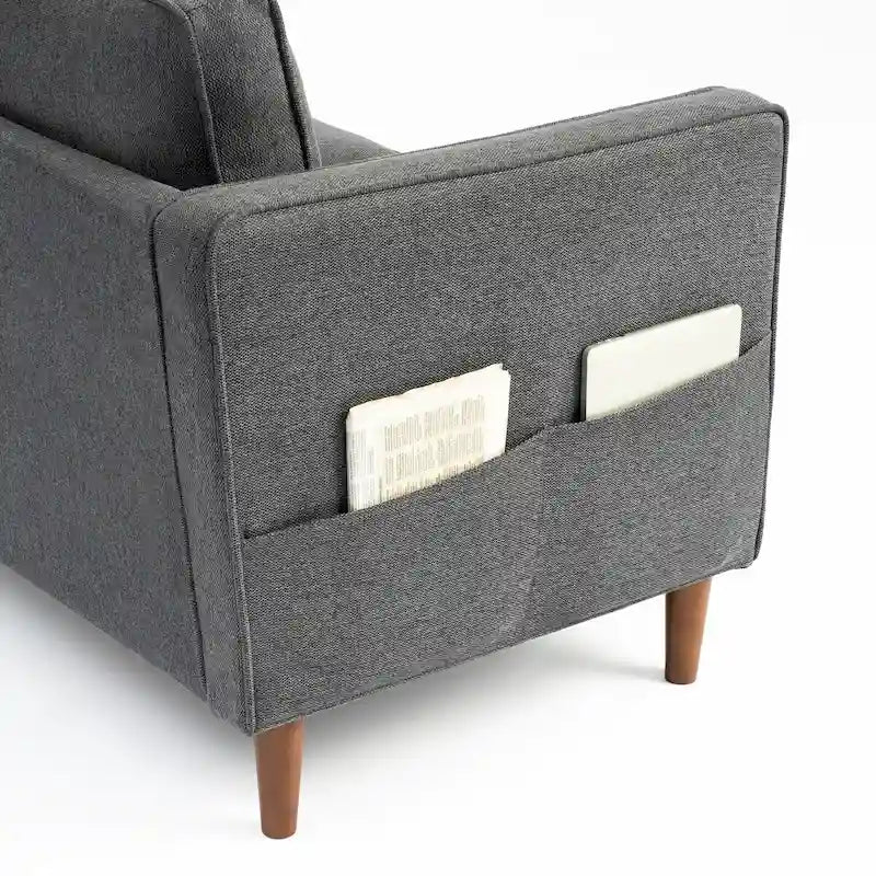 Canapé en lin moderne (avec pochettes de rangement sur les accoudoirs)