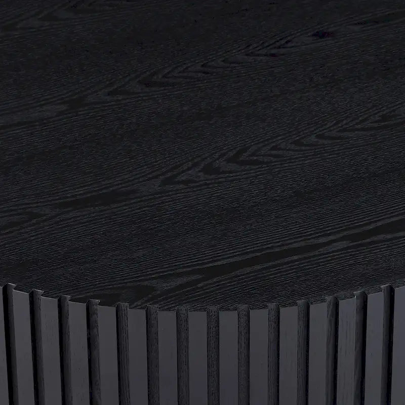 Table basse ronde minimaliste moderne en bois de noyer noir avec une base solide