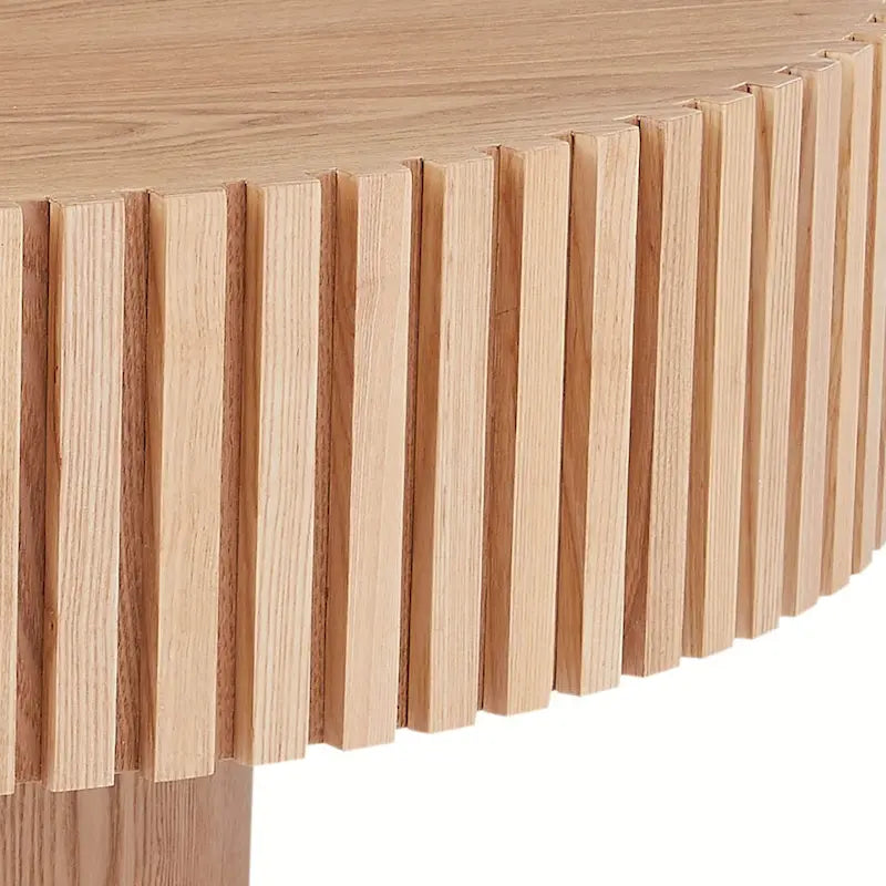 Table basse ronde minimaliste moderne en bois de noyer noir avec une base solide