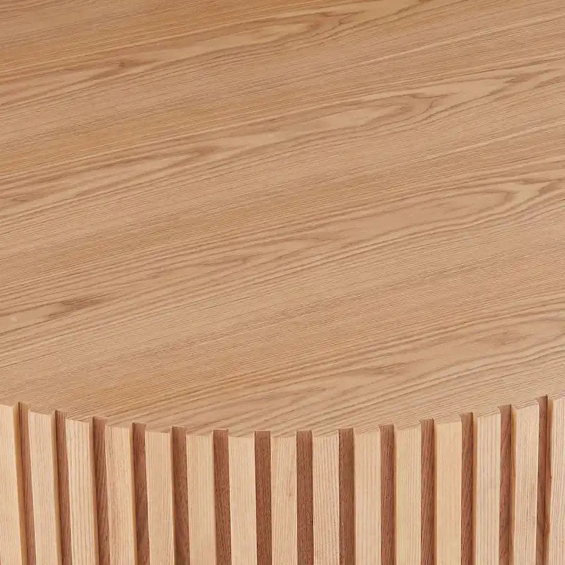 Table basse ronde minimaliste moderne en bois de noyer noir avec une base solide