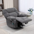 Fauteuil inclinable de massage par vibration gris foncé avec chaleur, fauteuil à bascule pivotant surdimensionné, canapé simple