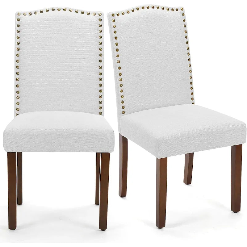 Chaise de salle à manger capitonnée de style moderne, avec bordure cloutée et pieds en bois massif