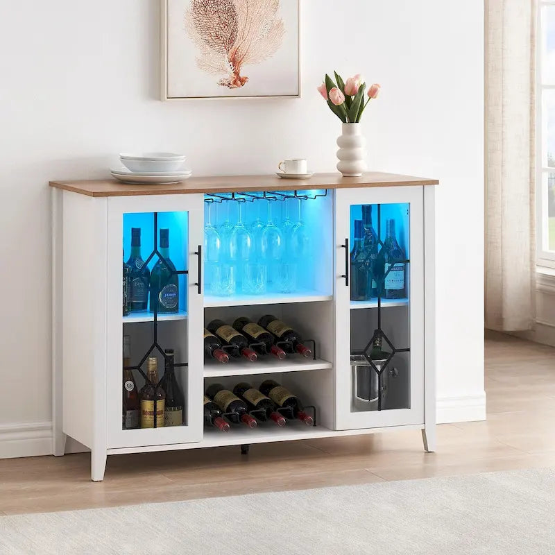 Wine Bar Cabinet with LED Light - 15.7 D x 47.2 W x 34.61 H