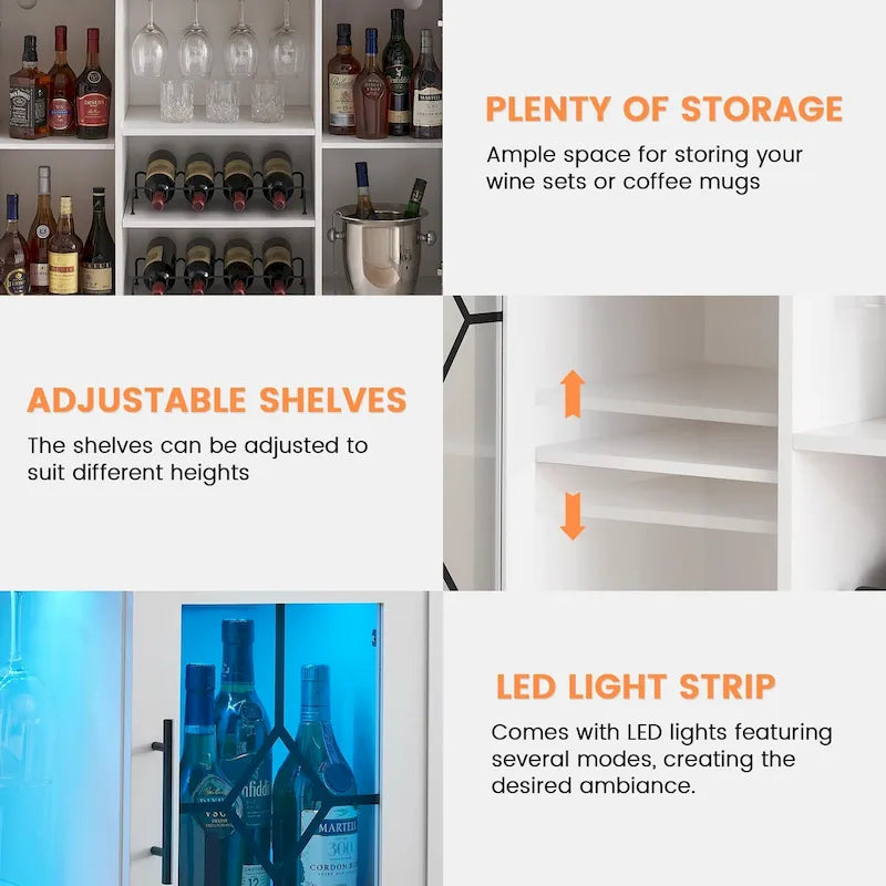 Bar à vin avec lumières LED - 15,7 P x 47,2 L x 34,61 H