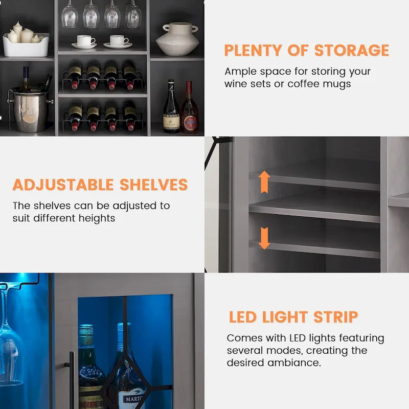 Bar à vin avec lumières LED - 15,7 P x 47,2 L x 34,61 H