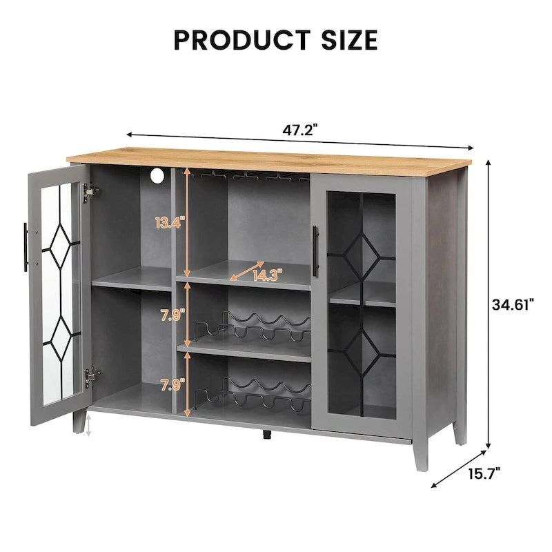 Bar à vin avec lumières LED - 15,7 P x 47,2 L x 34,61 H