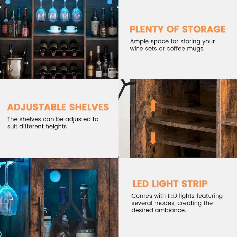 Bar à vin avec lumières LED - 15,7 P x 47,2 L x 34,61 H