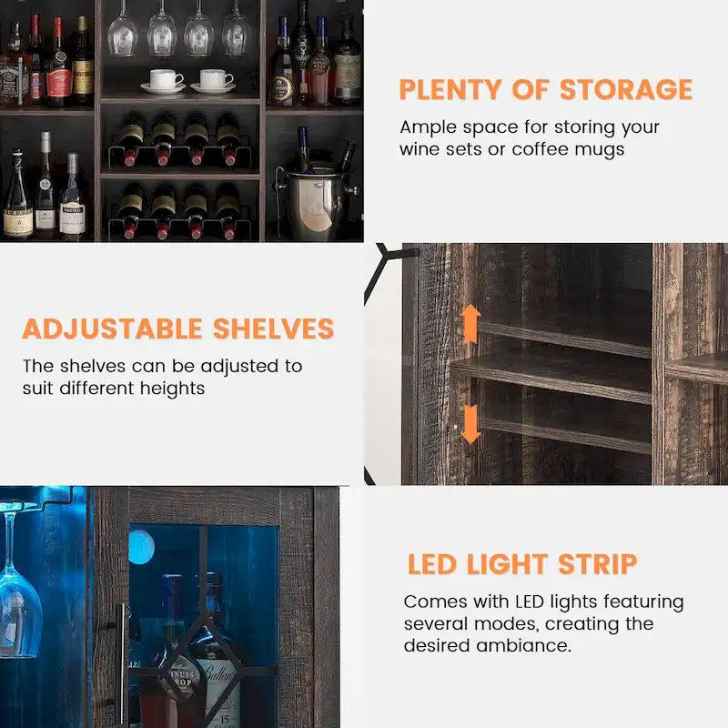 Bar à vin avec lumières LED - 15,7 P x 47,2 L x 34,61 H