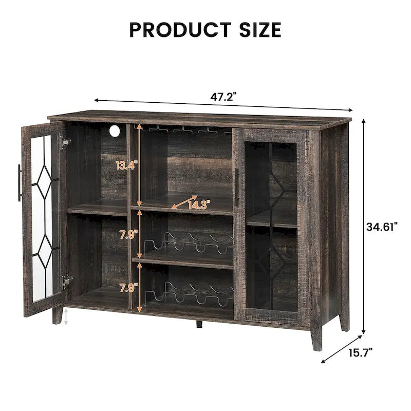 Bar à vin avec lumières LED - 15,7 P x 47,2 L x 34,61 H