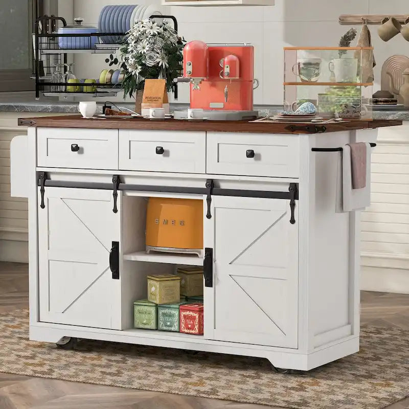 53.5 Farmhouse Kitchen Island with Power Outlet