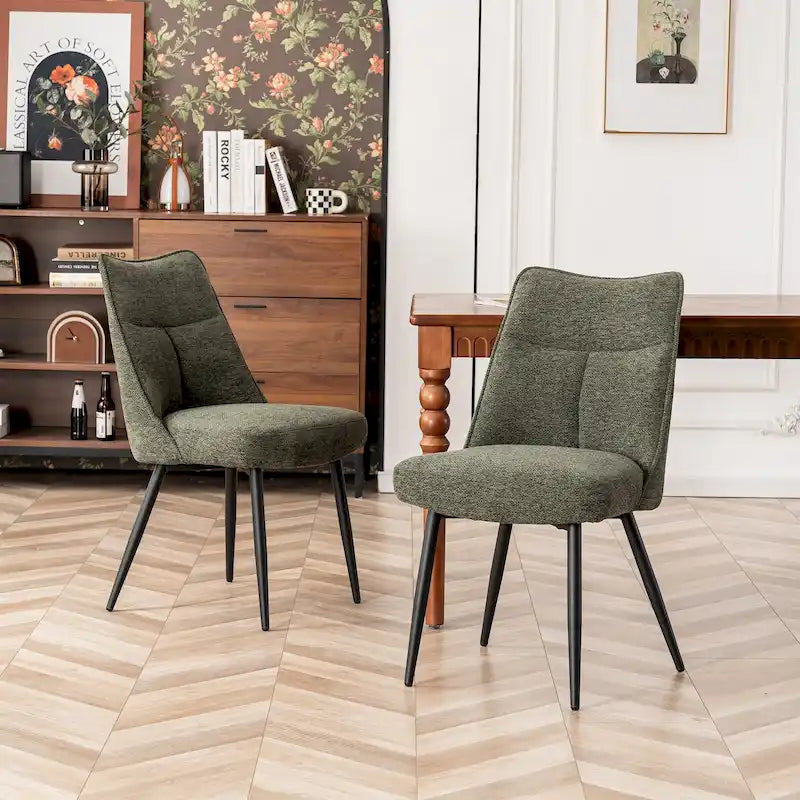 Lot de 2 chaises de cuisine et de salle à manger modernes en tissu rembourré