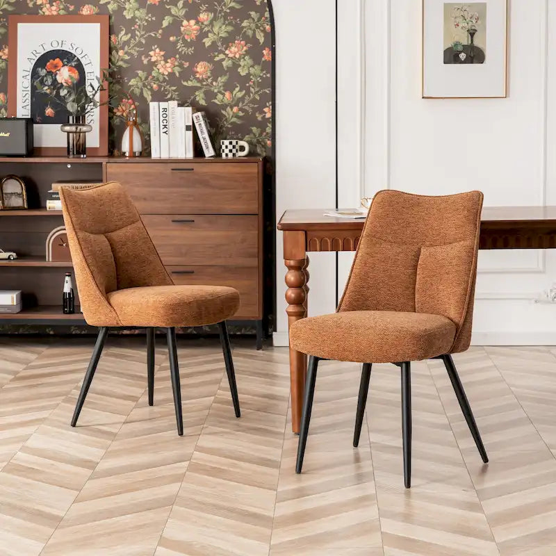 Lot de 2 chaises de cuisine et de salle à manger modernes en tissu rembourré