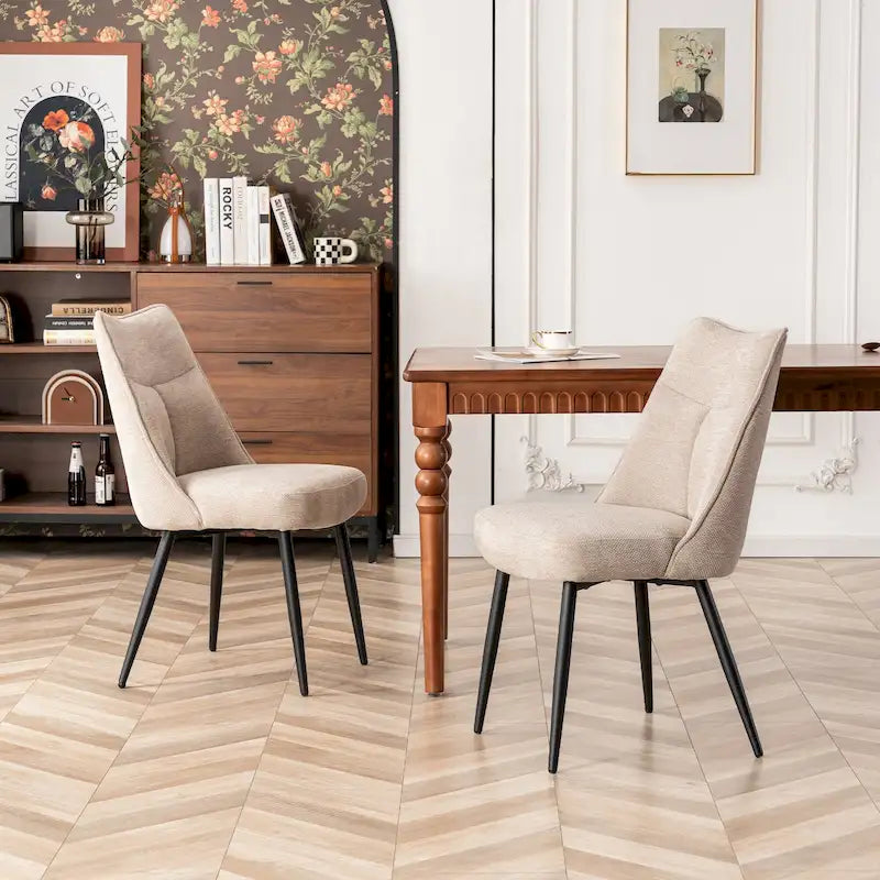 Lot de 2 chaises de cuisine et de salle à manger modernes en tissu rembourré